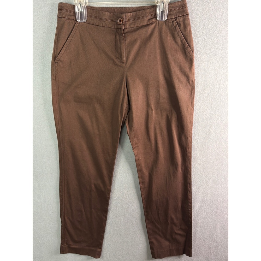 Tommy Bahama Women 33x28.5 Ankle Pants Brown Excellent Stretch Cotton Chinos